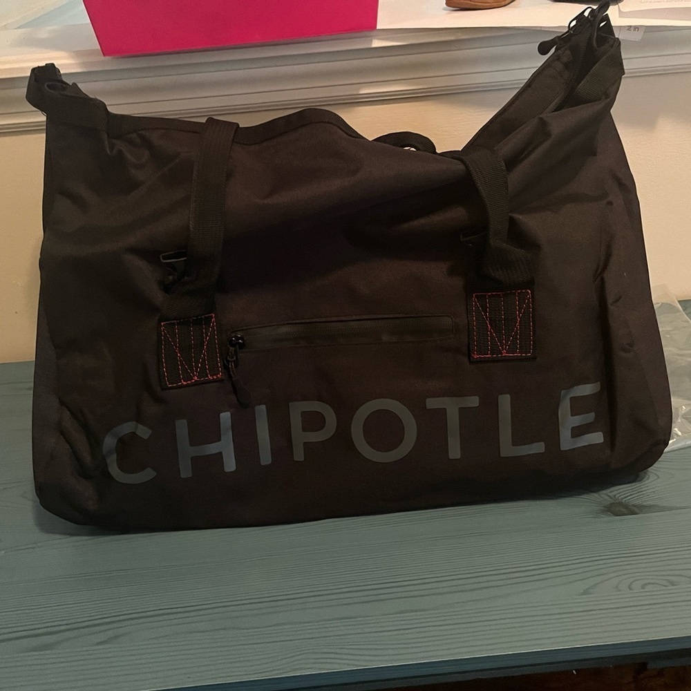CHIPOTLE Mexican Grill Limited Edition XL Duffle Bag Black NWT